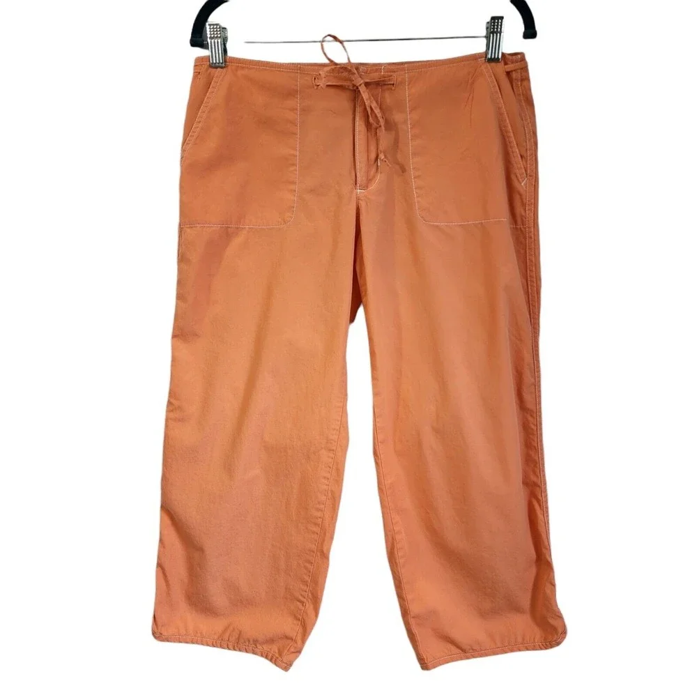A&F ABERCROMBIE & FITCH Women's Sz 4 Orange/Peach Drawstring Cargo Capri Pants - Picture 1 of 12